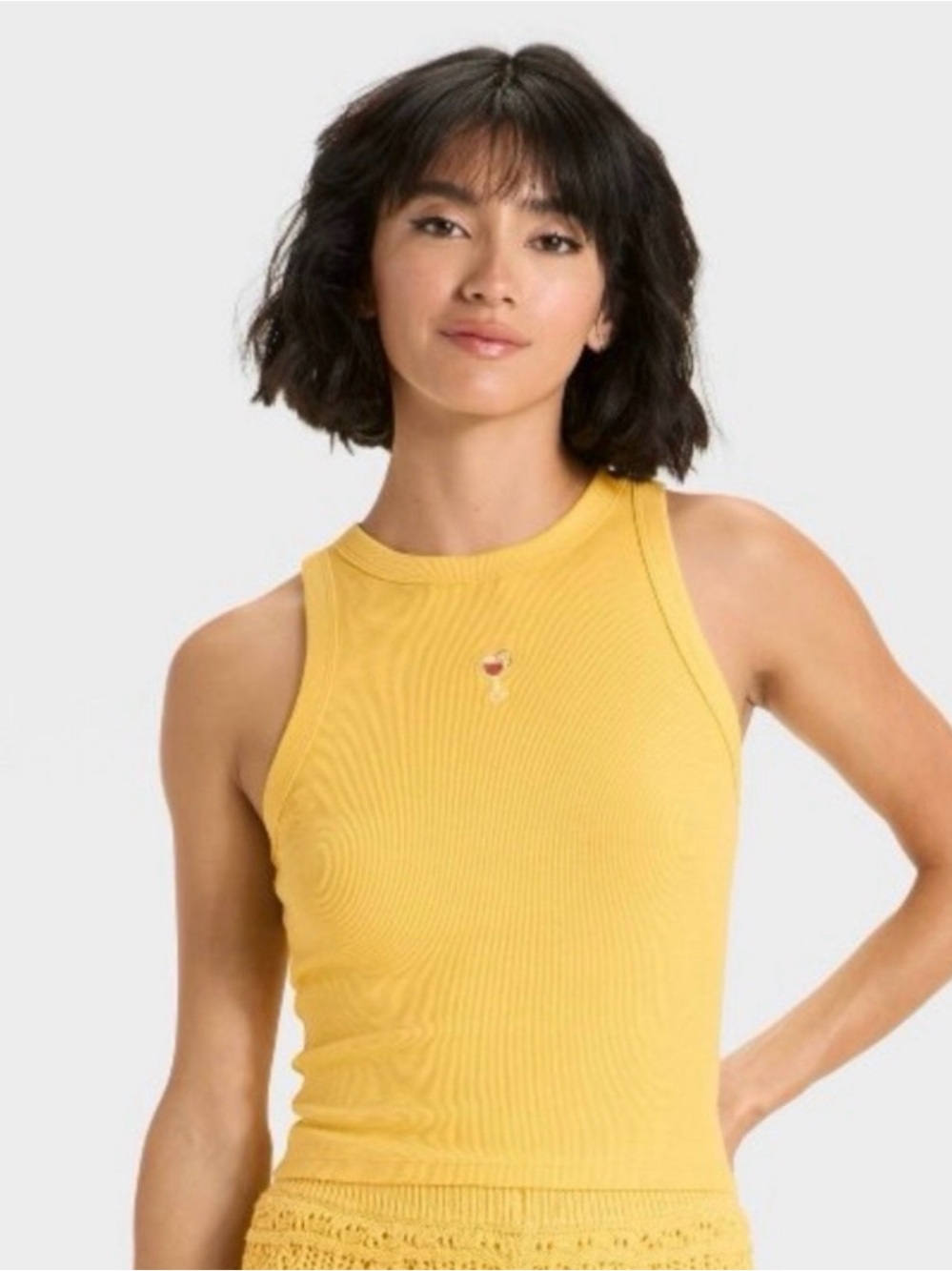 a new day Yellow Ribbed High-Neck Tank